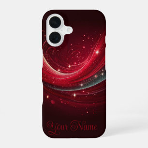 Eleganter roter funkelnder wirbelnder Hintergrund iPhone 16 Hülle