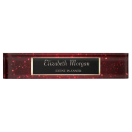 Eleganter Roter Glitzer Bokeh, Rahmen Namensplakette