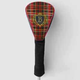 Eleganter roter Gold-Tartan mit Monogramm für Unte Golf Headcover