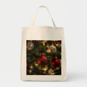 Eleganter roter goldener Weihnachtsfeiertagsbaum Tragetasche