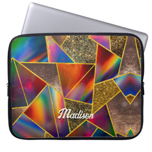 Eleganter roter goldholografischer geometrischer laptopschutzhülle