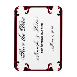 Eleganter Roter Gotischer Rahmen Save the Date Magnet