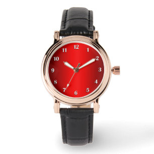 Eleganter roter Gradient mit weißen Zahlen Armbanduhr