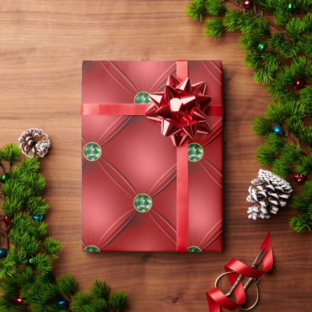 Eleganter Roter Grüner Glam Bling Urlaub Geschenkpapier (Feiertagsgeschenk)