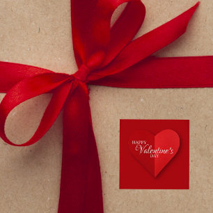 Eleganter roter Herz-Valentinstag-Aufkleber Quadratischer Aufkleber