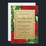 Eleganter Roter Hibiskus Tropische Blumenhochzeit Einladung<br><div class="desc">Roter Hibiskus Hochzeitseinladungen mit schönem goldenen Zentrum auf einem wählen Sie Ihre eigene Farbe Hibiskus Blume und Blätter Hintergrund. Diese elegante tropische Hochzeitseinladung ist einfach an Ihre Veranstaltung angepasst, indem Sie einfach Ihre Details in den Schriftart Stil und Wortlaut Ihrer Wahl. Sie können auch die Hintergrundschicht auf der Rückseite entfernen,...</div>