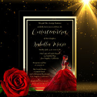 Eleganter Roter Imitat Glitzer Quinceañera | Gebur