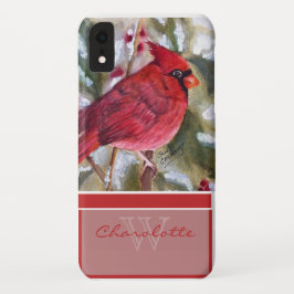 Eleganter roter Kardinals-Monogramm-Name Case-Mate iPhone Hülle
