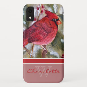 Eleganter roter Kardinals-Monogramm-Name Case-Mate iPhone Hülle