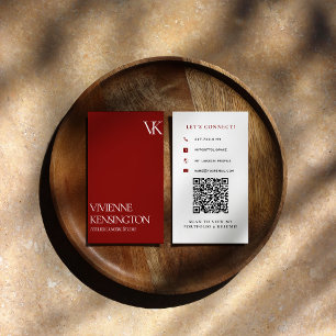Eleganter roter minimalistischer QR-Code Visitenkarte