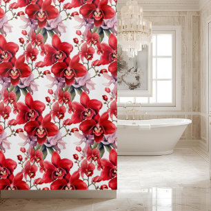 Eleganter roter Orchideen-Duschvorhang Duschvorhang