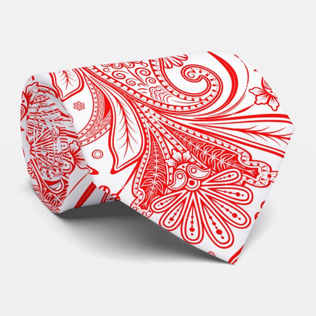 Eleganter roter Paisley auf weißem, veränderbarem  Krawatte (Gerollt)