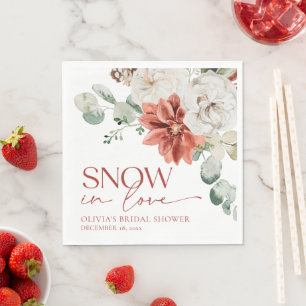 Eleganter roter Schnee in Liebe Winter-Hochzeitsdu Serviette