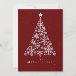 Eleganter Roter Schneeflocken Weihnachtsbaum Feiertagskarte