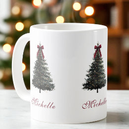 Eleganter roter Schrift-Bogen Watercolor Weihnacht Kaffeetasse