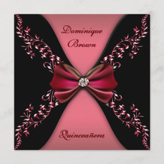 Eleganter roter schwarzer Diamant-Bogen Einladung