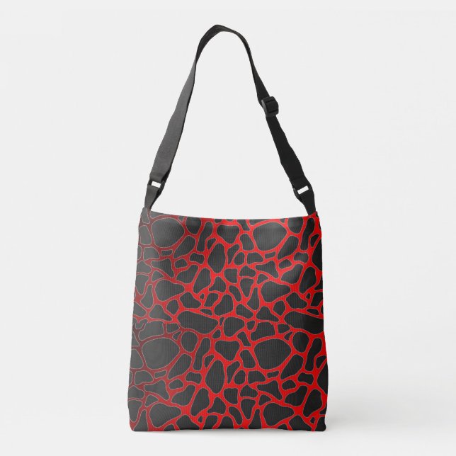 ELEGANTER ROTER SCHWARZLEOPARD CHEETAH TIERDRUCK TRAGETASCHEN MIT LANGEN TRÄGERN (Rückseite)