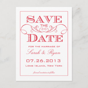 Eleganter Roter Swirl Save the Date Postkarte