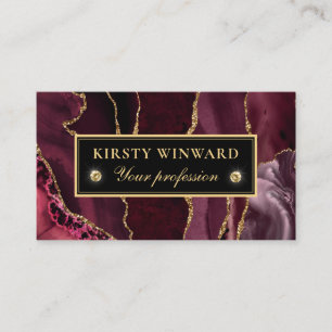 Eleganter roter und goldener Glitter-Marmor-Achat Visitenkarte