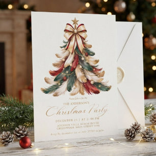Eleganter roter und goldener Weihnachtsbaum Winter Einladung