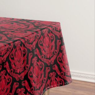 Eleganter roter und schwarzer Damast-Druck Tischdecke