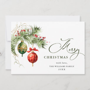 Eleganter roter Weihnachtsschmuck Frohe Weihnachts Feiertagskarte