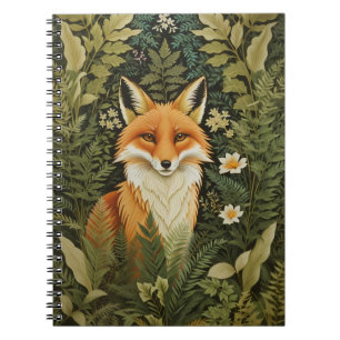Eleganter Rotfuchs und grünes Laubwerk Notizblock