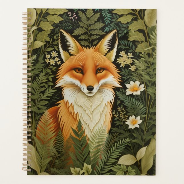 Eleganter Rotfuchs und grünes Laubwerk Planer (Vorderseite)