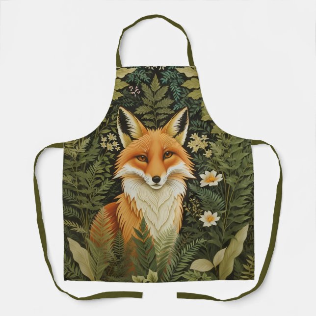 Eleganter Rotfuchs und grünes Laubwerk Schürze (Vorderseite)