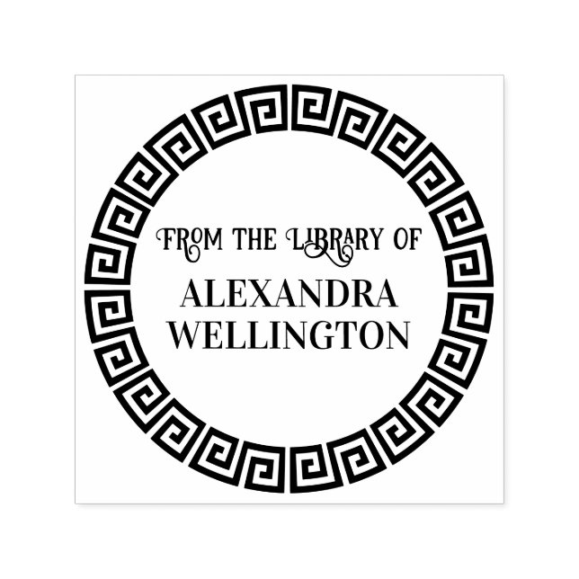 Eleganter Round Grikey S Frame Library Name Permastempel (Design)