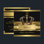 Eleganter Royal Black Gold Geburtstagsprinz König  Einladung<br><div class="desc">Mans Elegante Black Prince King Crown. Elegant Mans Royal Gold Geburtstagsparty Mens Black Gold Geburtstag Männer oder Frauen 60. 50. 40. aller Altersstufen Birthday Party Einladungen Mann männlich.</div>