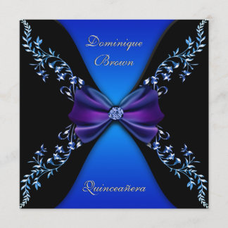 Eleganter Royal Blue Diamond Bow Einladung