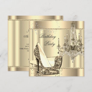 Eleganter Royal Sepia Gold Creme Kronleuchter Part Einladung