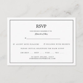 Eleganter RSVP an der Grenze Schwarz und Weiß Begleitkarte