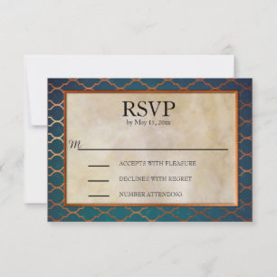 Eleganter RSVP für Aquamarine Hochzeiten und Kupfe