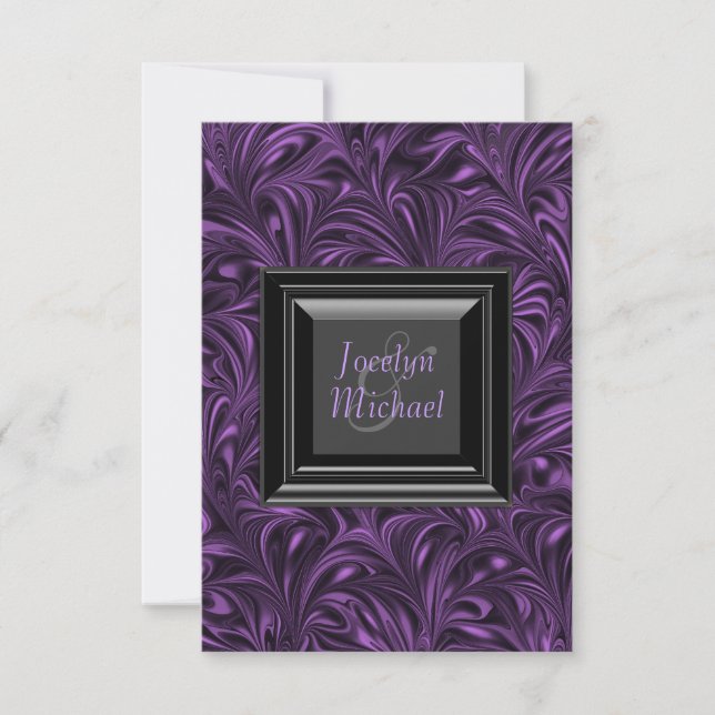 Eleganter RSVP für Lila und schwarze Hochzeiten (Vorderseite)