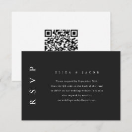Eleganter RSVP für Schwarz-Weiß-Hochzeit mit QR-Co