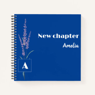 Eleganter Ruhestand mit Monogramm Namen blau Notizbuch