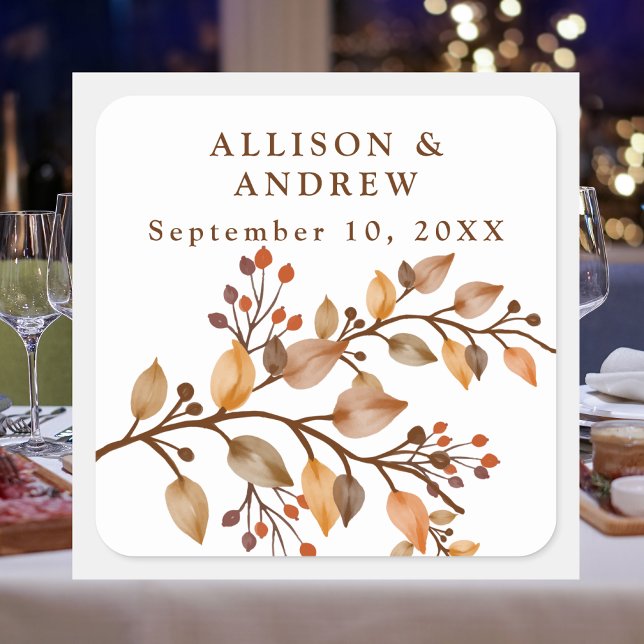 Eleganter Rustic Fall Foliage Wedding Sticker (Von Creator hochgeladen)