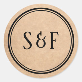 Eleganter Rustic Kraft Monogram Umschlag Aufkleber