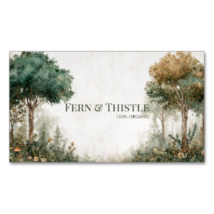 Eleganter Rustikal Wald Baum Gold Rahmen Magnetische Visitenkarte