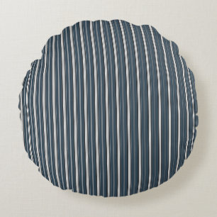 Eleganter Rustikaler Blauer Grauer, französischer  Rundes Kissen