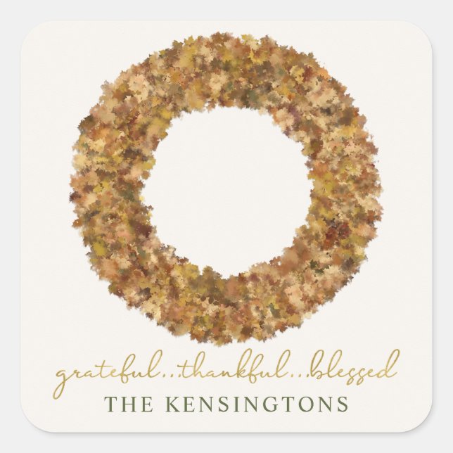 Eleganter Rustikaler Erntedank Herbstreben Quadratischer Aufkleber (Vorderseite)