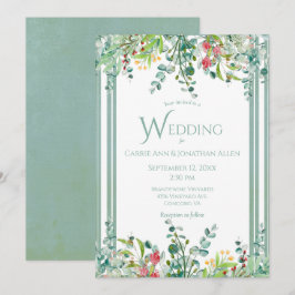 Eleganter rustikaler Eukalyptus Watercolor Wedding Einladung