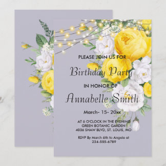 Eleganter Rustikaler Geburtstag der gelben Blüte Einladung