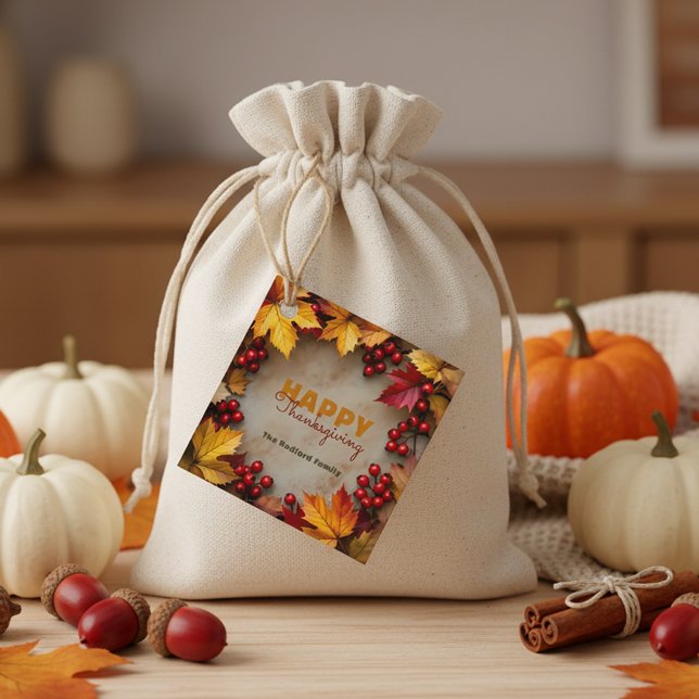 Eleganter Rustikaler Herbstkranz Erntedank Urlaub Geschenkanhänger (Von Creator hochgeladen)