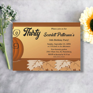 Eleganter Rustikaler Herbstlaub Herbst 30. Geburts Einladung