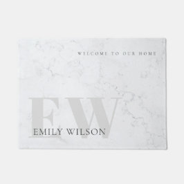 Eleganter, rustikaler Marmorstone Gray Monogram Na Fußmatte