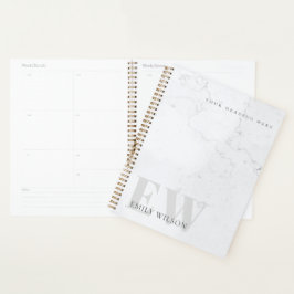 Eleganter, rustikaler Marmorstone Gray Monogram Na Planer