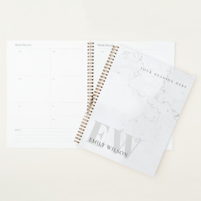 Eleganter, rustikaler Marmorstone Gray Monogram Na Planer (Anzeige)